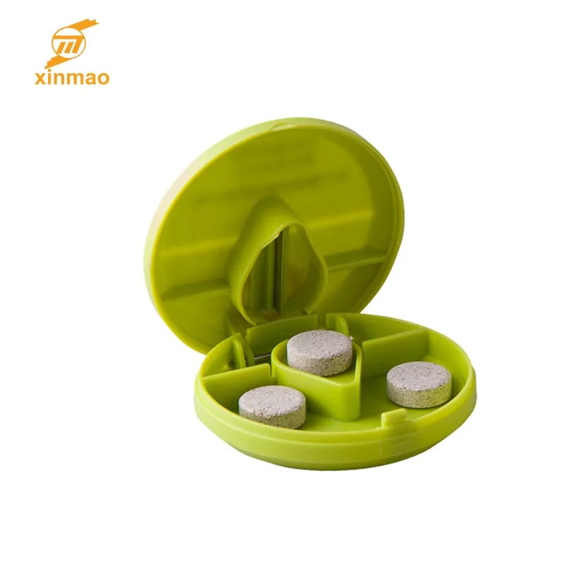 
Оптовая продажа, круглая коробка для таблеток, недорогая коробка для хранения таблеток конфетного цвета с резаком для промо 