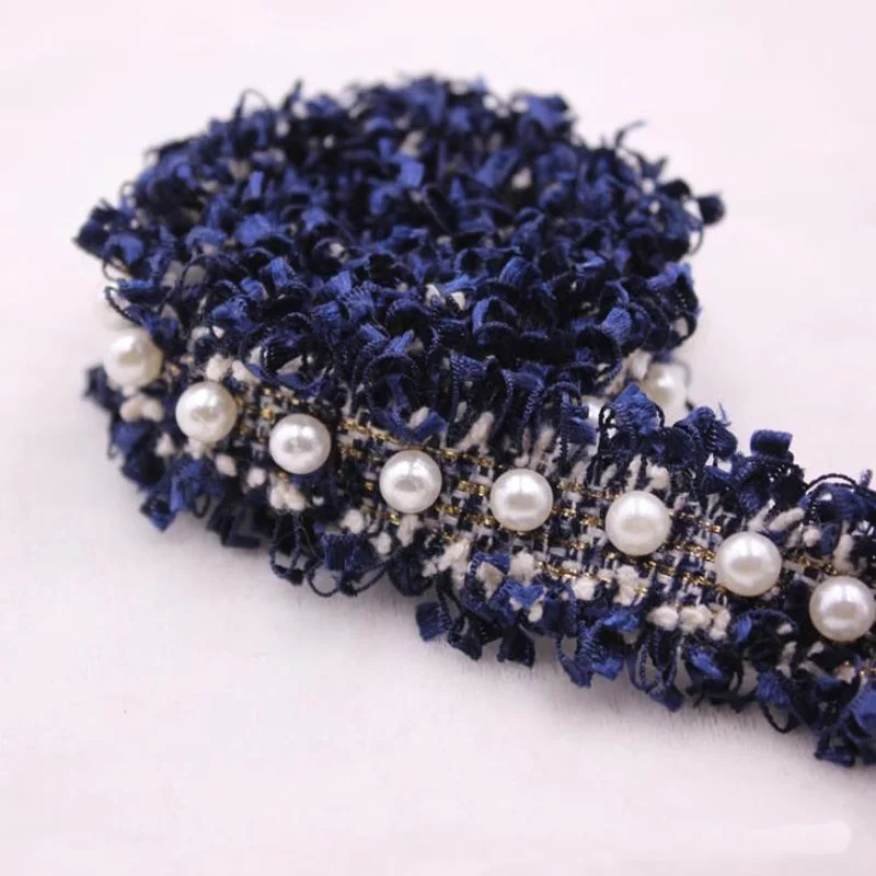 New Popular Handmade Border Beaded French Lace Pearl 3d Embroidered Appliques Polyester Opp Bag Fashion Water Soluble Knitted