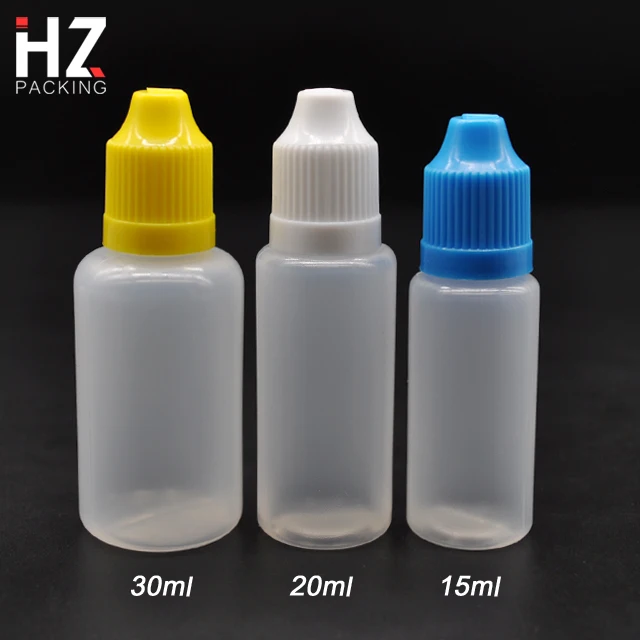 HZ Packing Soft PE Squeeze Small Plastic Bottles 3ml-120ml Screen Printing Surface Handling for Petrol Use