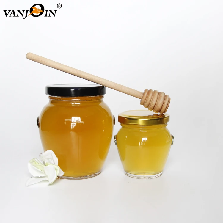 Pot à Miel, Récipient En Verre Transparent, Pot à Miel De 500 Ml, Pot à Miel En Verre Transparent Avec Cuillère Pour Le Rangement De La Cuisine, Pot De 500 Ml Multifonction