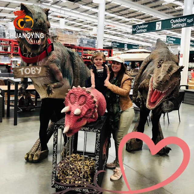 Amusement Park Life Size Walking Realistic Animatronic Dinosaur Cosplay Costume Adults for Sale