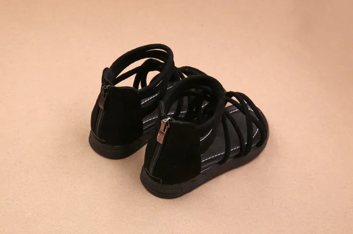 
 Сандалии-гладиаторы для девочек, повседневная обувь в римском стиле на молнии  