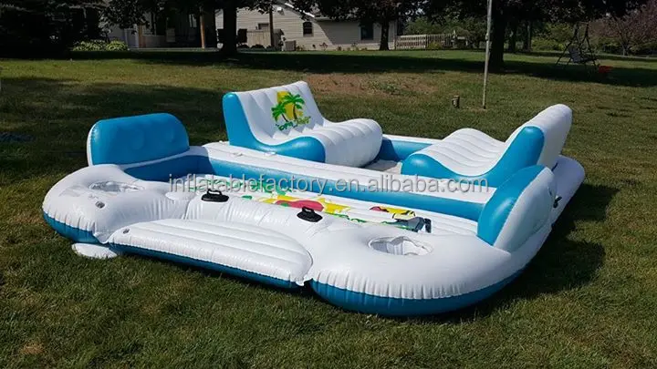 Multiplayer Water Inflatable Island Raft Tropical Tahiti Inflatable Floating Island for Sale
