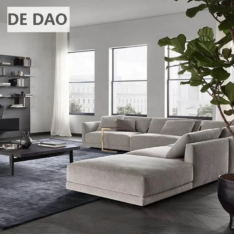 Italy Design Sectional Combination of Simple Nordic L Shape Sofa Fabric Latest 7 Seater Sofa Set for Big Living Room Furniture