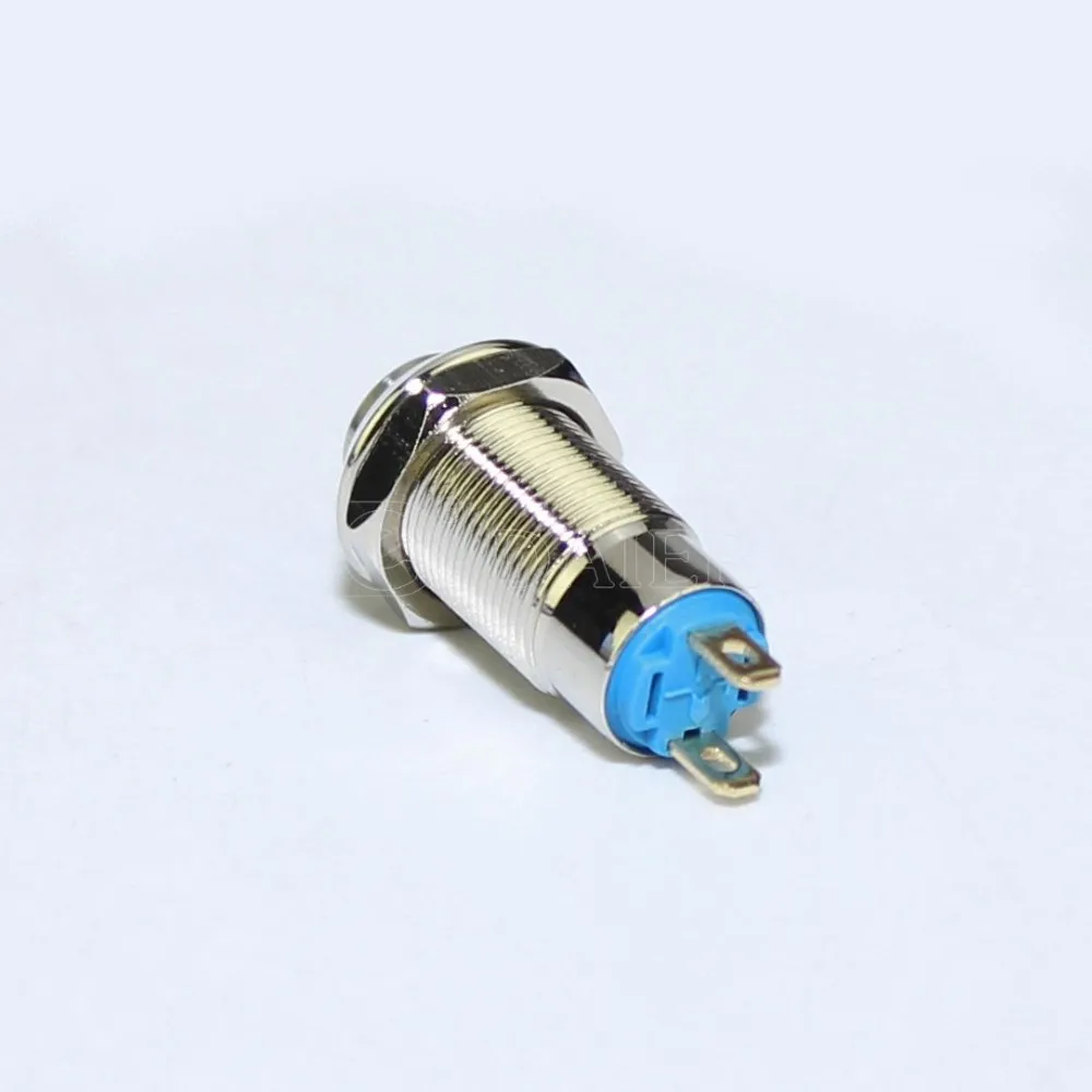 8MM Metal High Button Latching Push Switch Waterproof ON-OFF 2 Pin Small Mini Push Button Switch With Solder Terminals