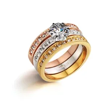 Genuine Italina 18K Gold Plated Anillos 3 Rings Set Wedding Brand Fashion Jewelry Bague Femme Bijoux for Women