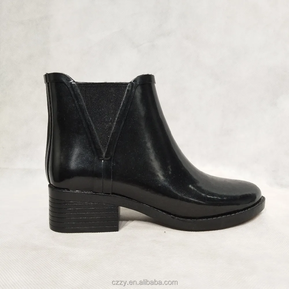 Low cut chelsea  short ankle high heel women rain boot rubber boots for women