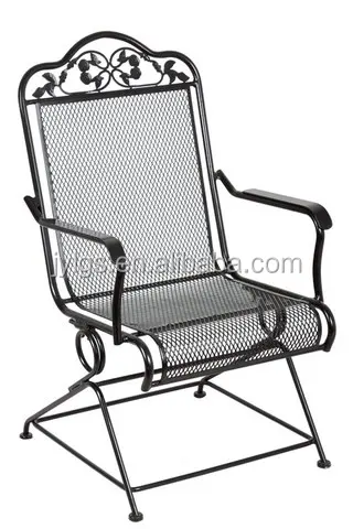 Wroght Iron Green Patio Mesh Motion Leisure Spring Chair