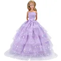 E TING Handmade Dolls Clothes Purple Wedding Dress Party Gown Outfit For Barbie Dolls S