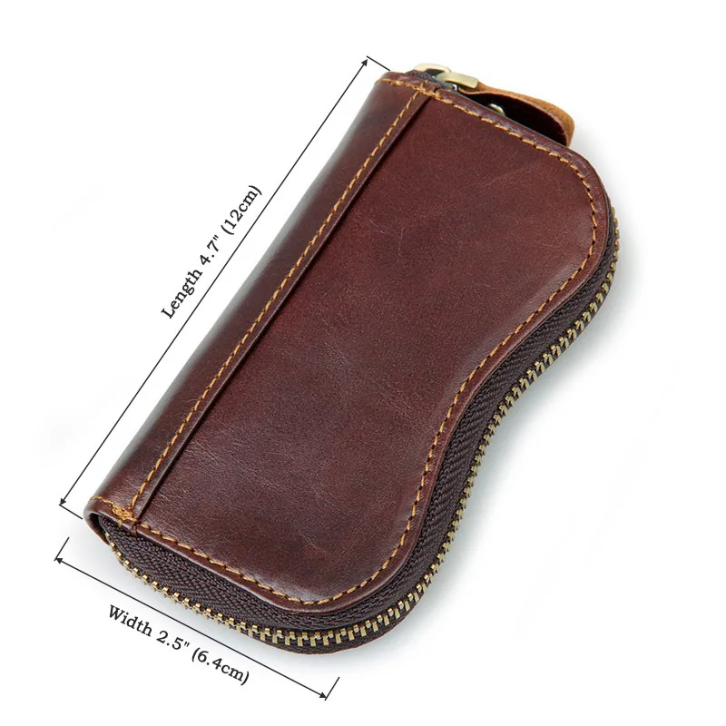 Source Men's Genuine Leather Vintage car key holder with coin purse  classical zipper lock leather key wallet on m.
