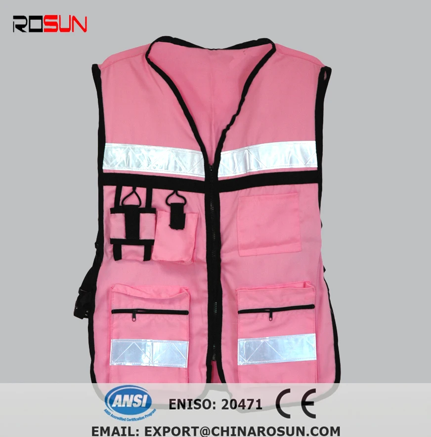 chalecos reflectantes moda color rosy seguridad reflectante lado desgaste  rosa ropa de seguridad