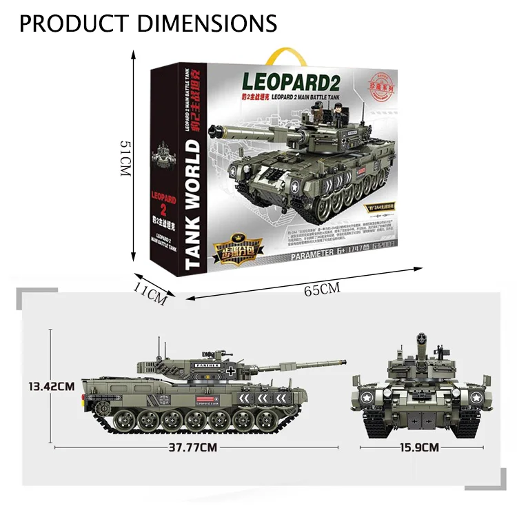 Leopard 2 TANK 1747 Ps  Main Kid Battle Building Block Compatible Legoingly Army 