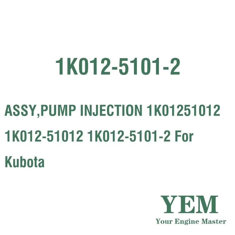 ASSY PUMP INJECTION 1K01251012 1K012-51012 1K012-5101-2 for Kubota