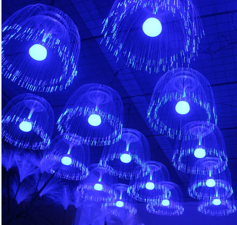 屋外光ファイバー照明シャンデリアクラゲペンダントランプ、DMX 512