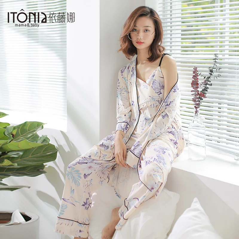 
 Многофункциональная Пижама для беременных и грудного вскармливания с цветочным принтом  