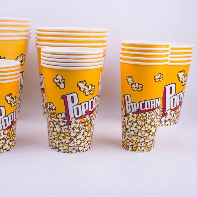 Multiple Sizes Disposable Paper Popcorn Bucket Popcorn Cup
