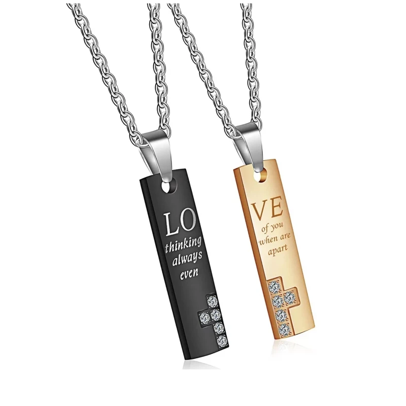 Fashionable 316 Stainless Steel Meaning Eternal Love Couple Pendants Necklaces Black Rose Gold Bar Shape Love Couple Necklaces Buy Unique Couple Necklace Cheap Couple Necklace Meaning Eternal Love Couples Pendants Necklace Product On