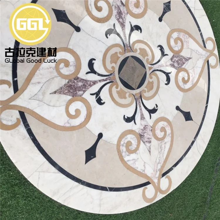 Round marble medallion, floor Medallion, waterjet marble pattern design