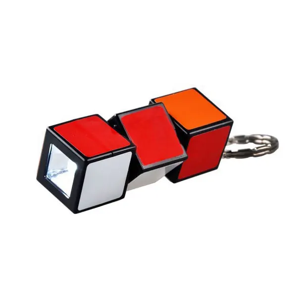 ABS Plastic Magic Cube Keychain Torch Light Ultra Bright LED Light Key Chain Flashlight for Promotion