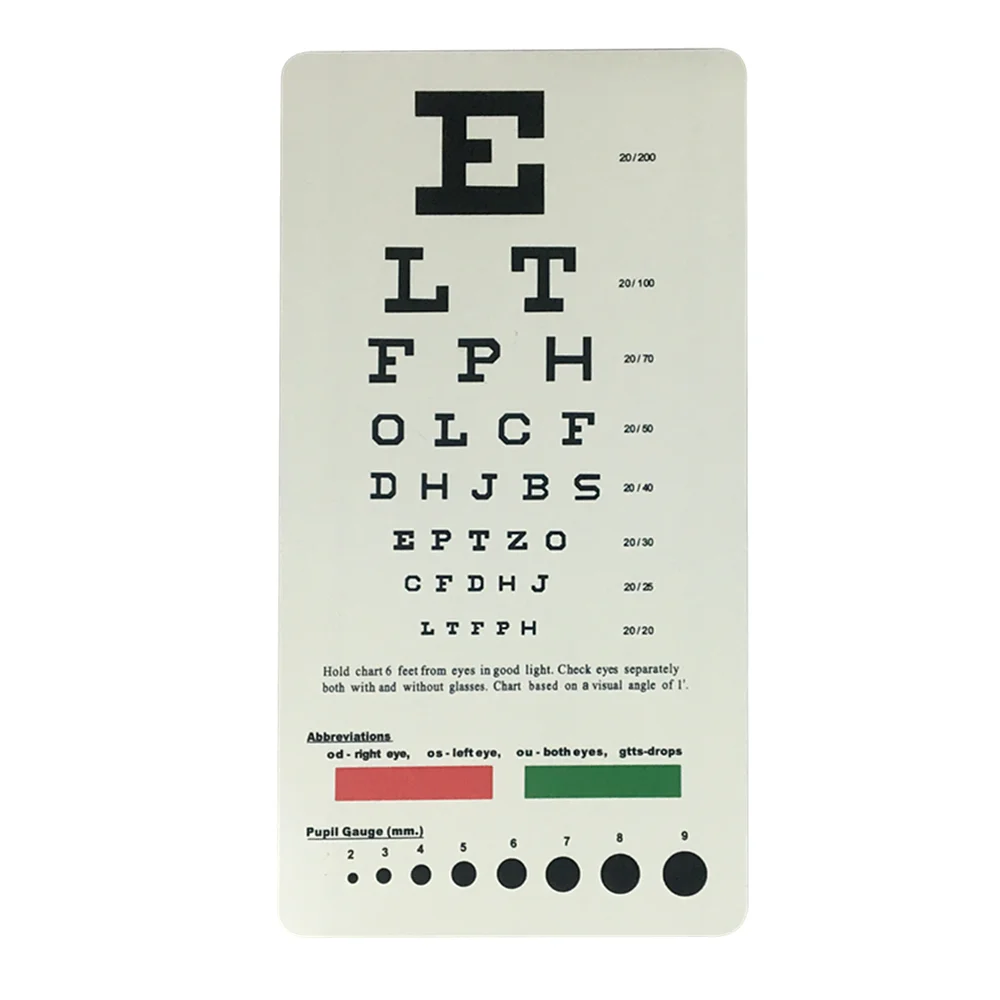 Kindergarten Snellen 20' Eye Chart