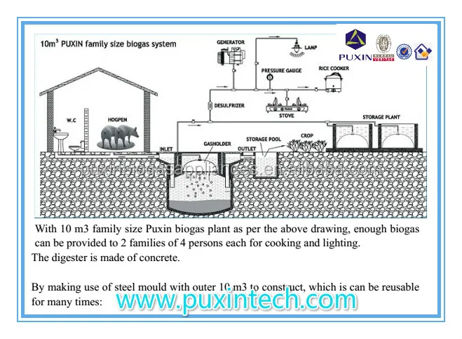 
 Биогазовая растительная анимация Puxin 10 м3, Китай  