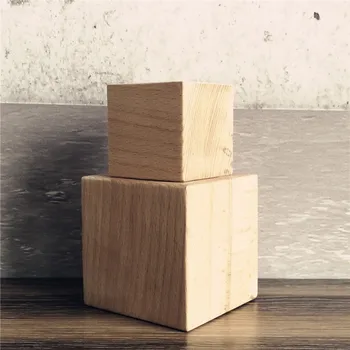 60mmウッドブロック大型ブナ木製キューブ無垢材ディスプレイ