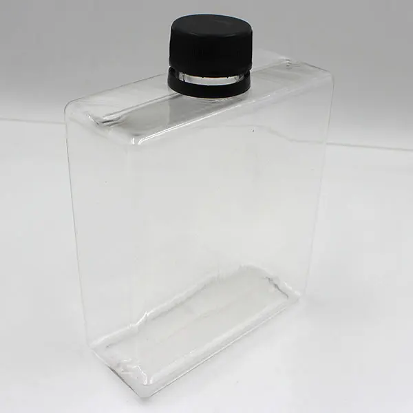 500ml Flat Rectangular Square Petg Plastic Liquor Bottle for Wine