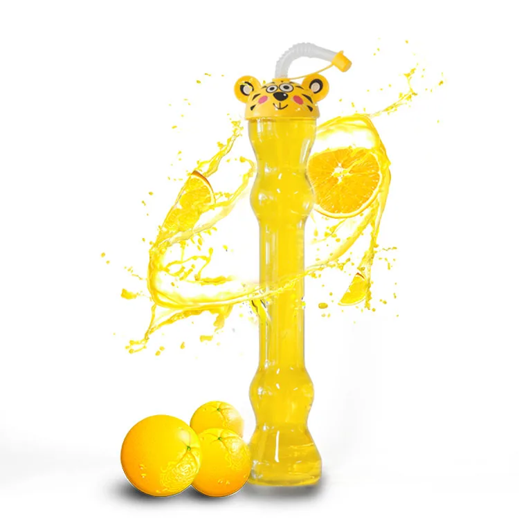 Симпатичные чашки для двора с головой тигра пластиковая чашка длинной шеей и соломинкой