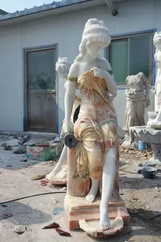 美しい白大理石の女性像 - ガーデンやホテルに最適な装飾用彫刻