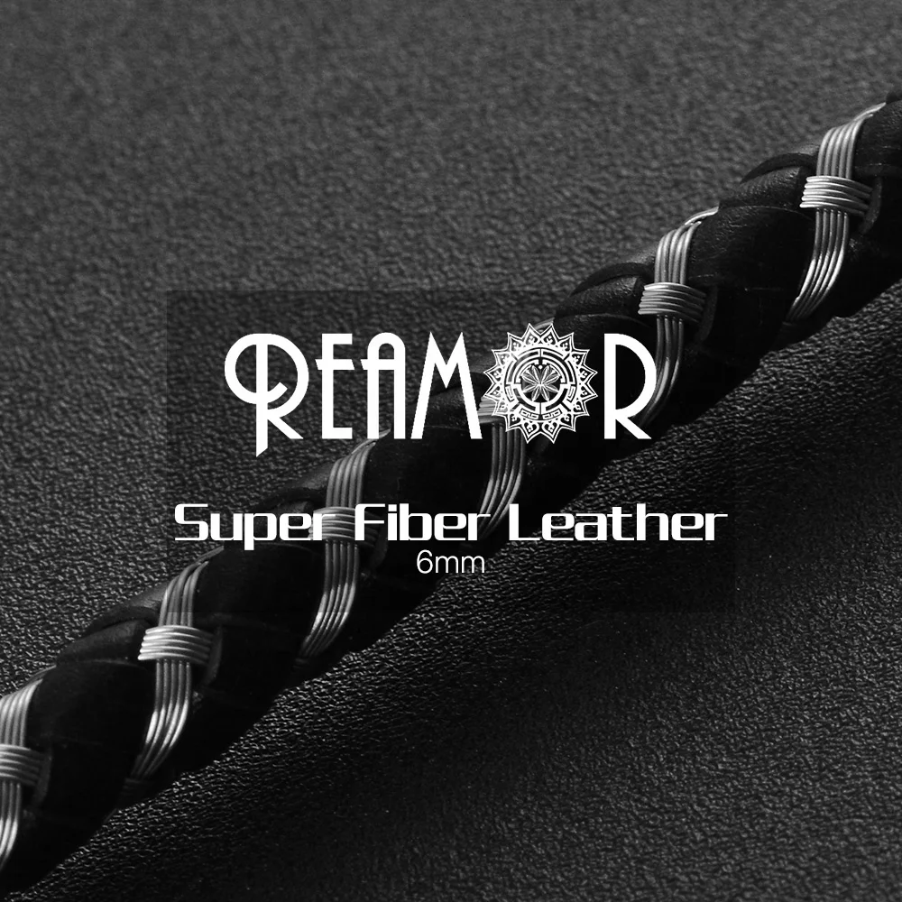 reamor 6mm round genuine braided leather