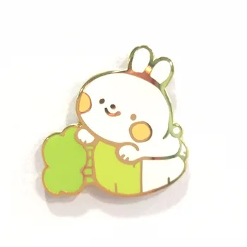 Custom Kawaii Hard Enamel Lapel Pins Of Cute Rabbit Enamel Pin Badge For Children's Study