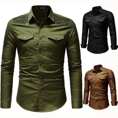Ecoparty-camisa Vaquera De Manga Larga Para Hombre,Ropa Informal Ajustada,De  Talla Grande,Decorada Con Pliegues,2022 - Buy Plus Tamaño Hombres Camisas, Hombres Denim Camisas Slim Fit,Camisas Formales Para Hombres Product on  Alibaba.com