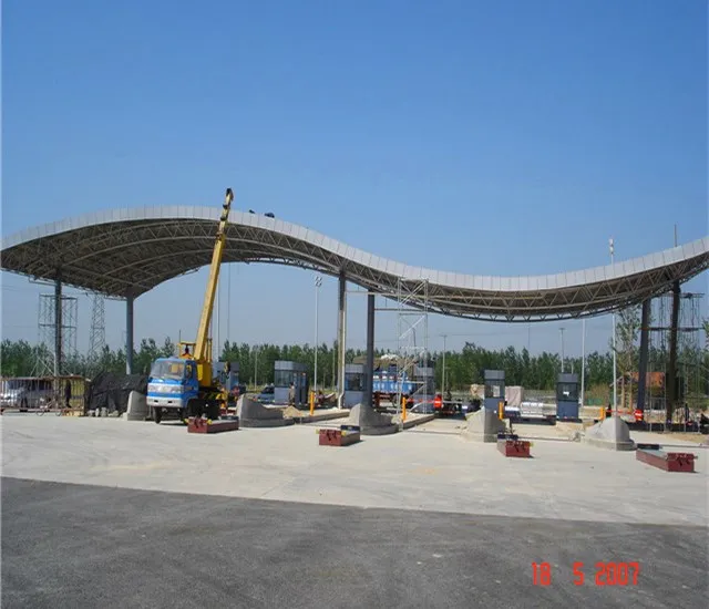 Large Span Prefabricated Steel Structure Construction Steel Space Frame Bolt Ball Joint Toll Station