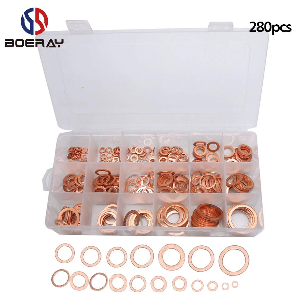 New Multiple Thick 1.5mm Copper Flat Gaskets Crush Washer Sealing Ring For Boat 