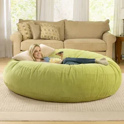 Soft memory foam filler round beanbag large living room sofa giant fluffy fur bean bed NO 5