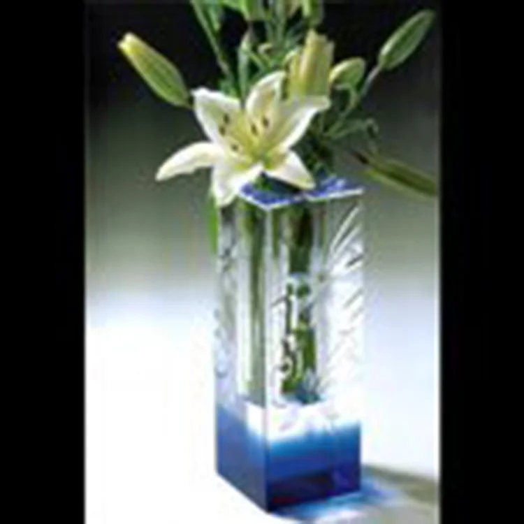 Beautiful glass crystal vase engraving pattern for home decoration