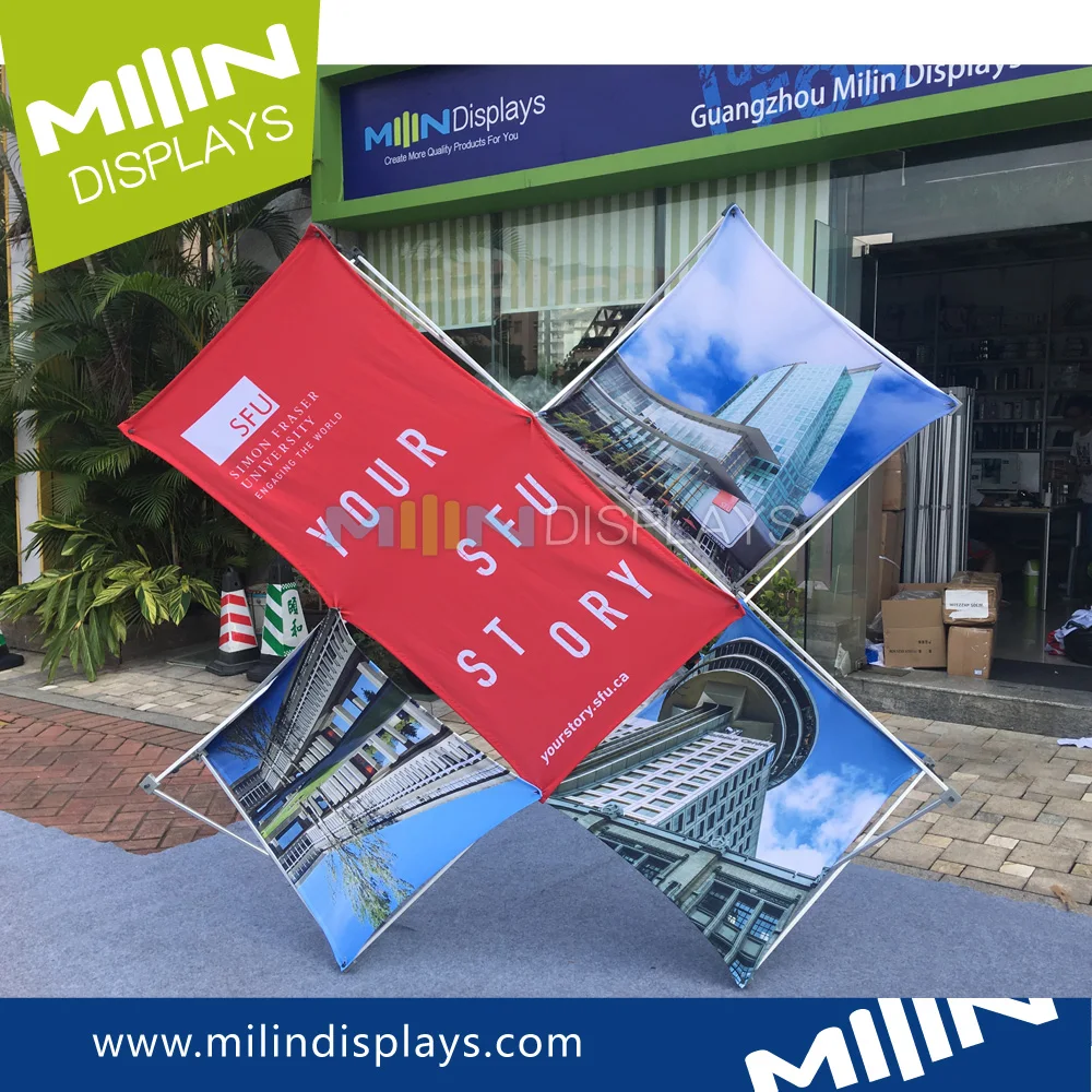Easy Set up Cross Shape Sign Pop up 3D Geometric Display Rack for Advertisement Indoor and Outdoor