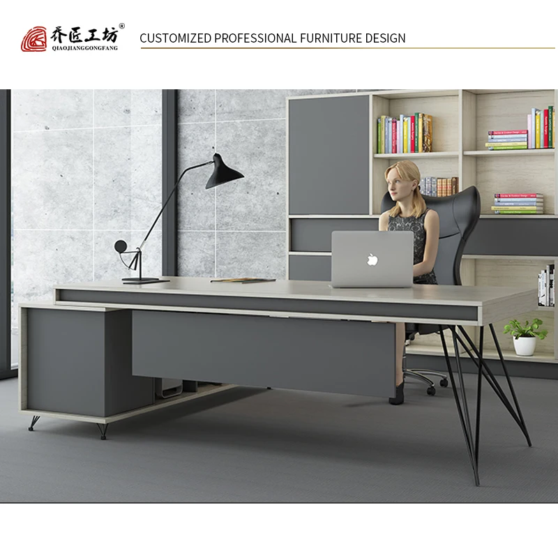 Современный стол L-образной формы в стиле лофт, офисная мебель, стол в комплекте со стулом, стол для босса