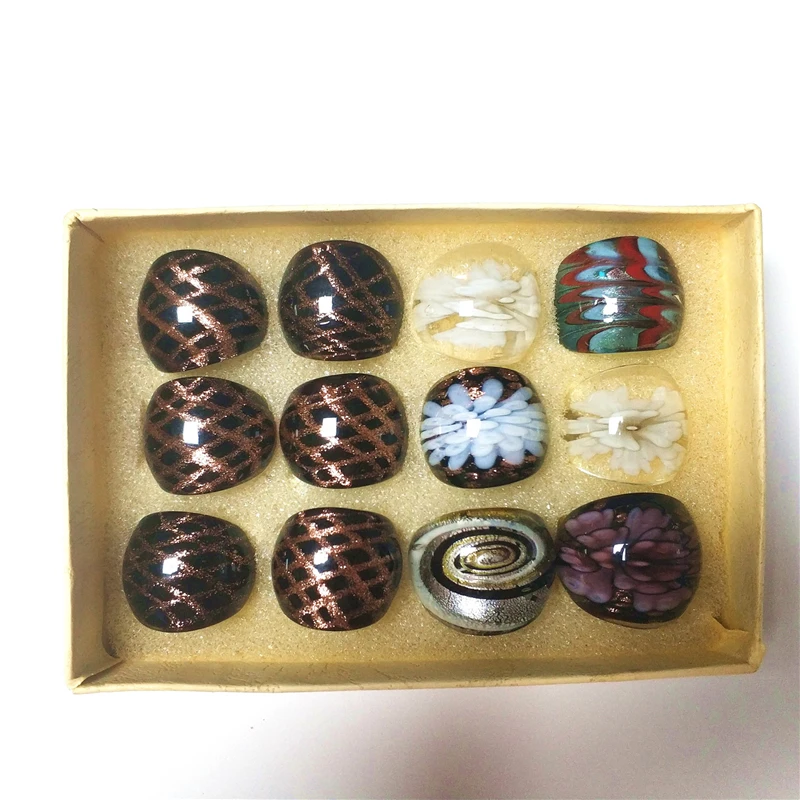 Mixed Designs Decorative Colorful Murano Glass Ring Bohemian Jewelry Beautiful Gift