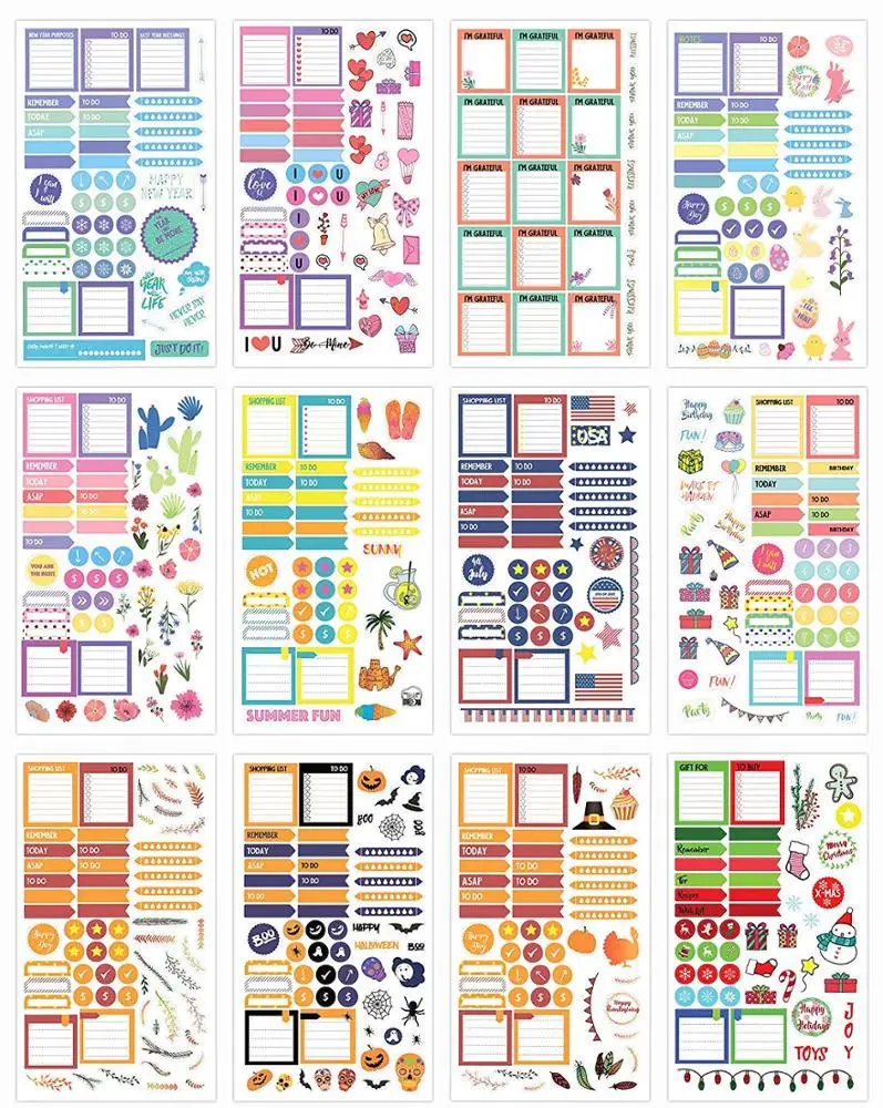 Custom Planner Stickers Sheet Variety Pack For Weekly Monthly Daily ...