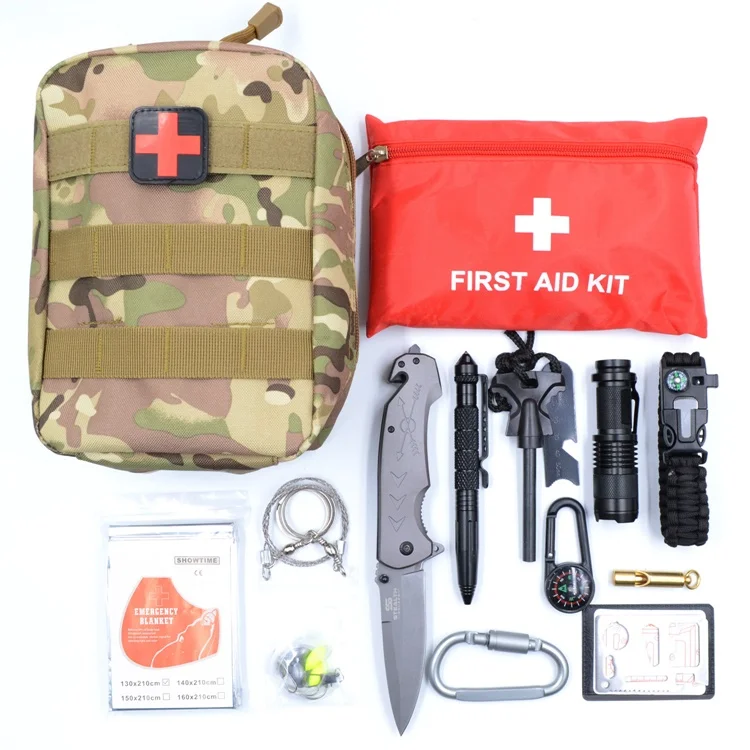 Customized Outdoor Camping Tactical EDC Tools Survival Gear Kit First Aid Kit with Molle Bag