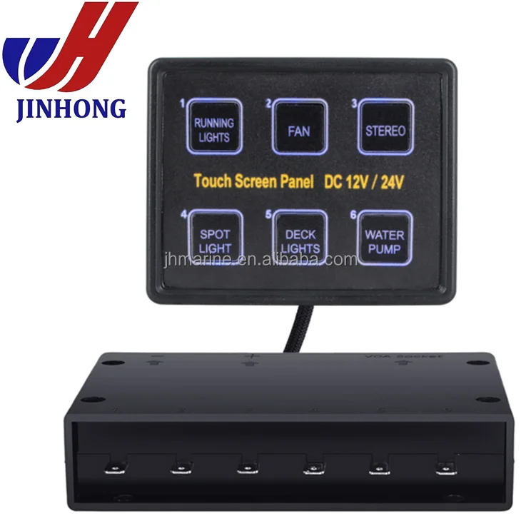 6 Gang 12V Touch Panel Marine Touch Light Switch Panel, View touch
