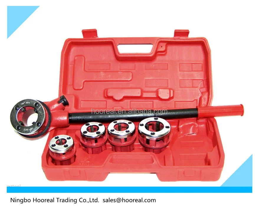 Pipe Threader With 5 Stock Dies Ratchet Handle Pluming Gas Construction Tools HD 