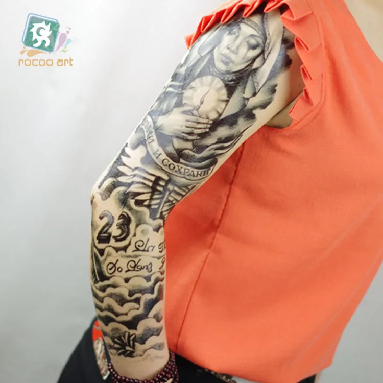 AC-032/Extra Large Temporary Tattoos Body Art Tattoo Stickers, Full Arm,Witch, Buddha 6"X 18"