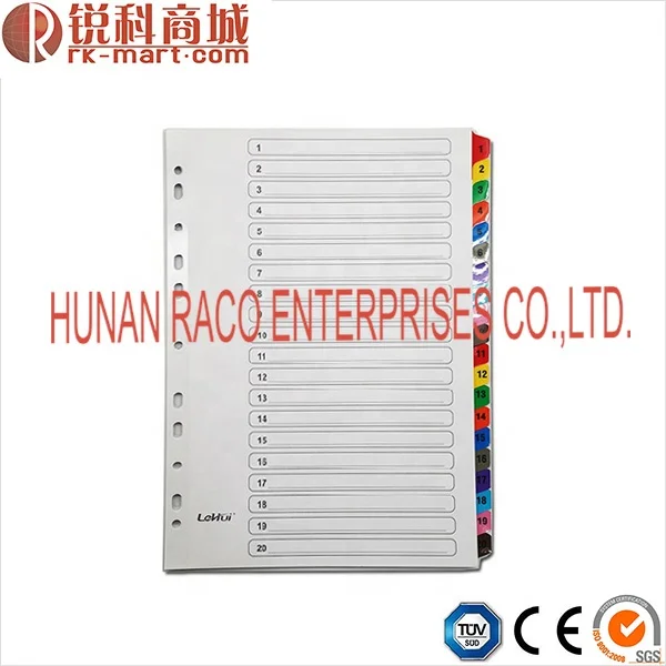 Raco Colorful Paper Cardboard File Dividers Index Document Paper Divider