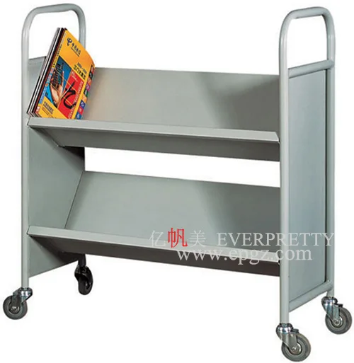 Wooden Shelf Library Furniture Book Shop Moving Trolley