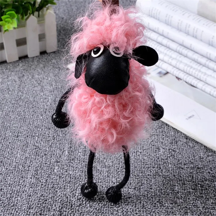 Real Shearling Fur Sheep Lamb Keyring Doll Toy Bag Phone Pendant Keychain  Gift