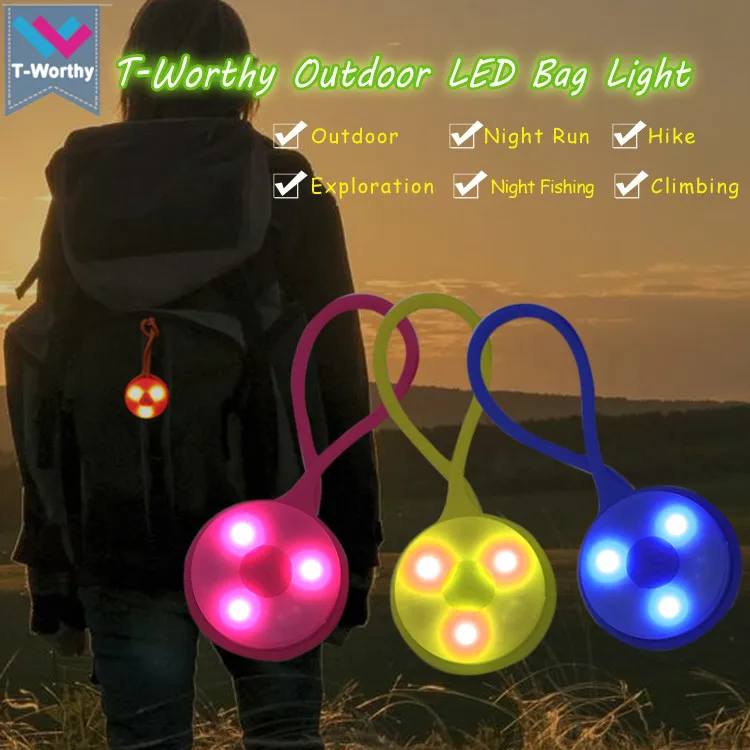 Led Silicone Bag Light for Backpack Safety Light Accessory for Camping Climbing Hiking