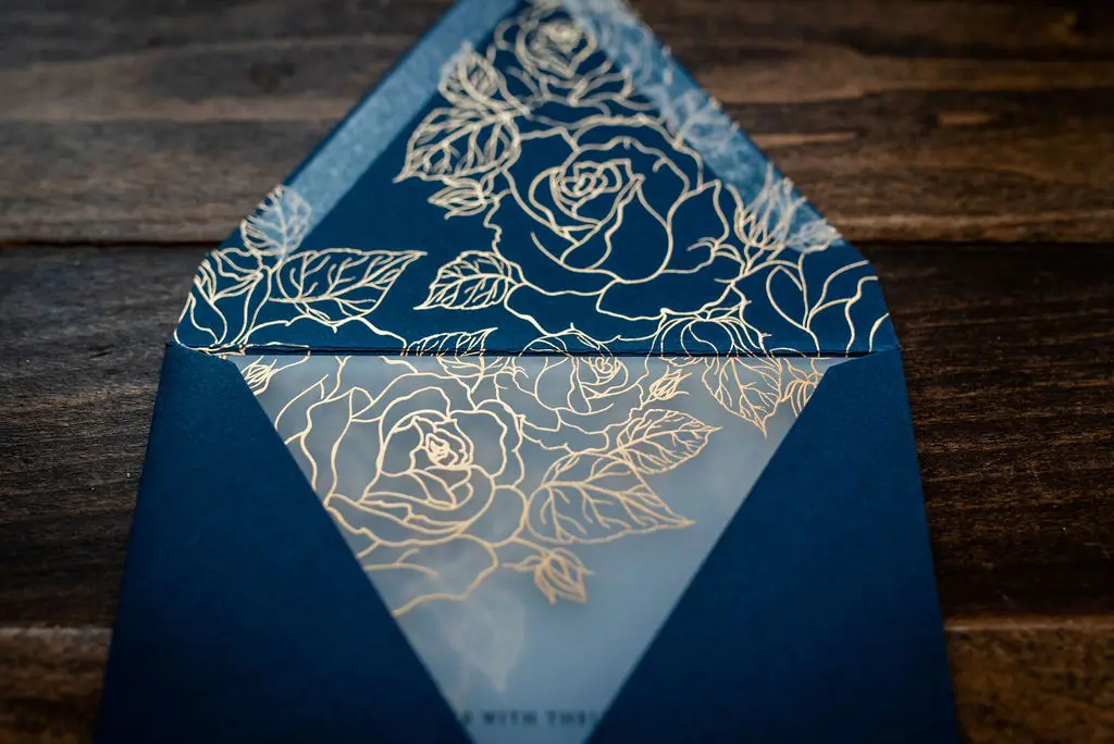 Personalized Wedding Card Suite Custom Acrylic Floral Wedding Invitation Card with Gold Foil