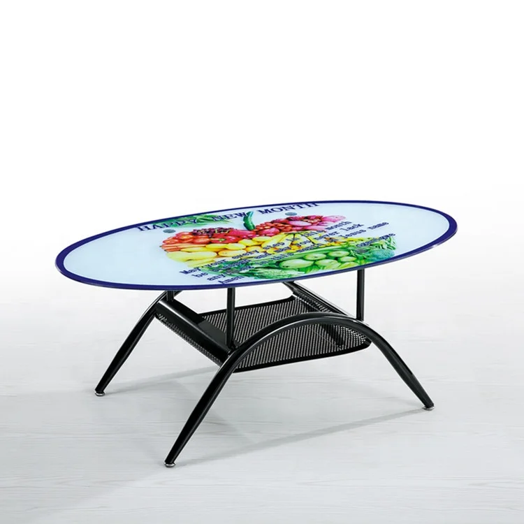 Colorful Stickers Covered Tempered Glass Coffee Table